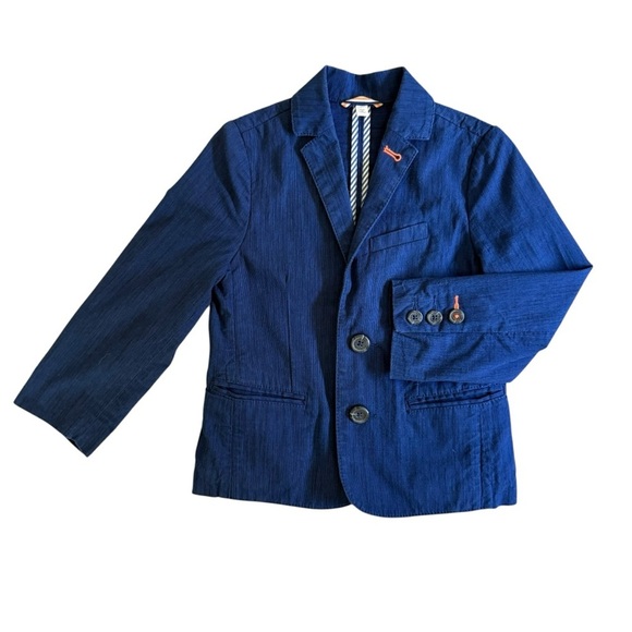 Boden (Mini Boden) Little Boy's Size 3-4 100% Cotton Blue Blazer Jacket - Picture 3 of 11